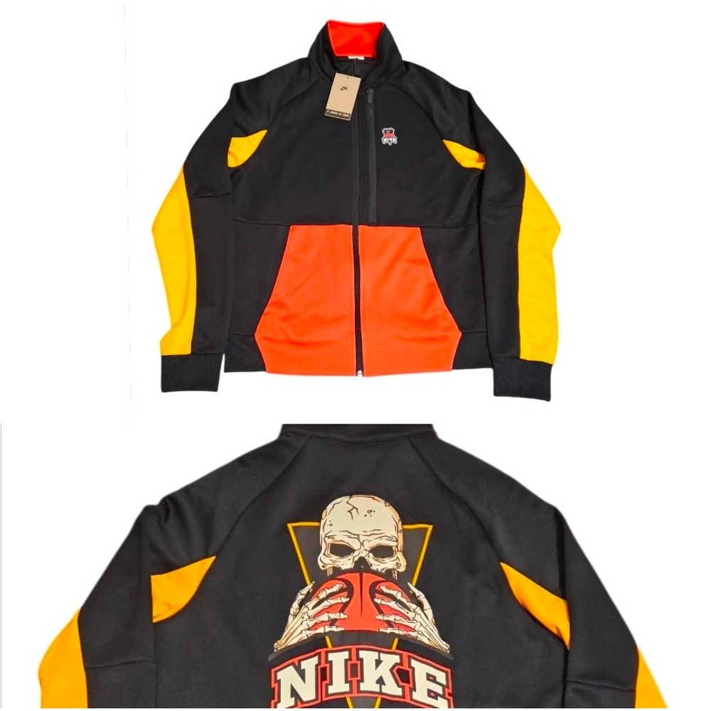 Nike Mens Basketball Skull Graphic Track Jacket Black Orange DR9789-010 Medium